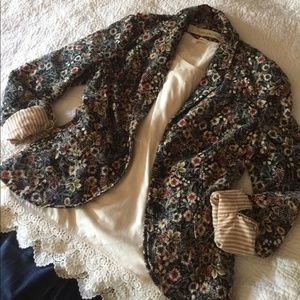 Anthropologie Flower Print Corduroy Blazer / SZ 0